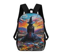 sinyumoney 17inch Children's Backpack 3D Printed Colorful Witch Painting Schoolbag Student Daypack Fashion Casual Lightweight School Bags for School College Travel
