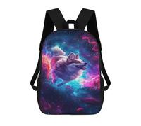 sinyumoney 17inch Children's Backpack 3D Printed Cosmic Canine Adventure Schoolbag Student Daypack Fashion Casual Lightweight School Bags for School College Travel
