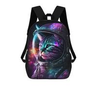 sinyumoney 17inch Children's Backpack 3D Printed Cosmic Cat Astronaut Helmet Schoolbag Student Daypack Fashion Casual Lightweight School Bags for School College Travel