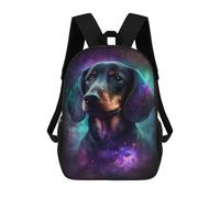 sinyumoney 17inch Children's Backpack 3D Printed Cosmic Dachshund Art Print-1 Schoolbag Student Daypack Fashion Casual Lightweight School Bags for School College Travel