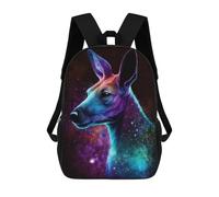 sinyumoney 17inch Children's Backpack 3D Printed Cosmic Kangaroo Portrait-14 Schoolbag Student Daypack Fashion Casual Lightweight School Bags for School College Travel