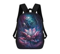 sinyumoney 17inch Children's Backpack 3D Printed Cosmic Lotus Bloom-1 Schoolbag Student Daypack Fashion Casual Lightweight School Bags for School College Travel