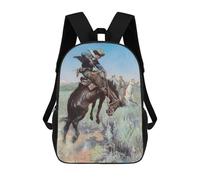 sinyumoney 17inch Children's Backpack 3D Printed Cowboy Breaking The Horse Schoolbag Student Daypack Fashion Casual Lightweight School Bags for School College Travel