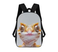 sinyumoney 17inch Children's Backpack 3D Printed Crested Gecko Face Schoolbag Student Daypack Fashion Casual Lightweight School Bags for School College Travel