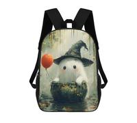sinyumoney 17inch Children's Backpack 3D Printed Cute Ghost in A Cauldron Schoolbag Student Daypack Fashion Casual Lightweight School Bags for School College Travel