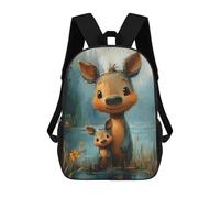 sinyumoney 17inch Children's Backpack 3D Printed Cute Moose Family Schoolbag Student Daypack Fashion Casual Lightweight School Bags for School College Travel