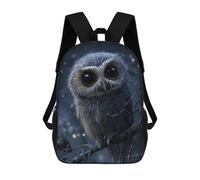 sinyumoney 17inch Children's Backpack 3D Printed Cute Owl Perched on Branch Schoolbag Student Daypack Fashion Casual Lightweight School Bags for School College Travel