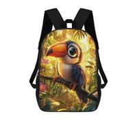 sinyumoney 17inch Children's Backpack 3D Printed Cute Toucan in Jungle Schoolbag Student Daypack Fashion Casual Lightweight School Bags for School College Travel