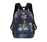 sinyumoney 17inch Children's Backpack 3D Printed Day of The Dead Woman Schoolbag Student Daypack Fashion Casual Lightweight School Bags for School College Travel