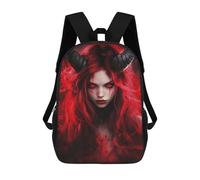 sinyumoney 17inch Children's Backpack 3D Printed Devilish Red Horns Fantasy Artwork Schoolbag Student Daypack Fashion Casual Lightweight School Bags for School College Travel