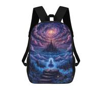 sinyumoney 17inch Children's Backpack 3D Printed Dreamy Castle Girl Schoolbag Student Daypack Fashion Casual Lightweight School Bags for School College Travel