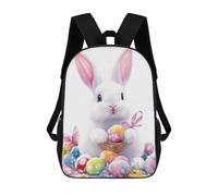 sinyumoney 17inch Children's Backpack 3D Printed Easter Bunny with Eggs Basket Schoolbag Student Daypack Fashion Casual Lightweight School Bags for School College Travel