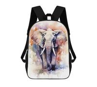 sinyumoney 17inch Children's Backpack 3D Printed Elephant Watercolor Schoolbag Student Daypack Fashion Casual Lightweight School Bags for School College Travel