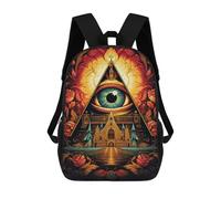sinyumoney 17inch Children's Backpack 3D Printed Eye of Providence Castle Poster Schoolbag Student Daypack Fashion Casual Lightweight School Bags for School College Travel