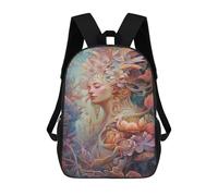 sinyumoney 17inch Children's Backpack 3D Printed Fantasy Floral Goddess Artwork Schoolbag Student Daypack Fashion Casual Lightweight School Bags for School College Travel
