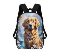 sinyumoney 17inch Children's Backpack 3D Printed Fantasy Golden Retriever Schoolbag Student Daypack Fashion Casual Lightweight School Bags for School College Travel