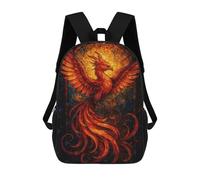 sinyumoney 17inch Children's Backpack 3D Printed Fiery Phoenix Stained Glass Art Schoolbag Student Daypack Fashion Casual Lightweight School Bags for School College Travel