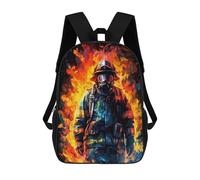 sinyumoney 17inch Children's Backpack 3D Printed Firefighter Artwork Schoolbag Student Daypack Fashion Casual Lightweight School Bags for School College Travel