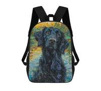 sinyumoney 17inch Children's Backpack 3D Printed Flatcoated Retriever Monet Schoolbag Student Daypack Fashion Casual Lightweight School Bags for School College Travel