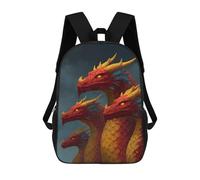 sinyumoney 17inch Children's Backpack 3D Printed Four-headed Fire Dragon Fantasy Artwork Schoolbag Student Daypack Fashion Casual Lightweight School Bags for School College Travel