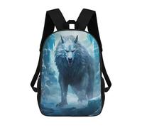 sinyumoney 17inch Children's Backpack 3D Printed Frozen Wolf in Ice World Schoolbag Student Daypack Fashion Casual Lightweight School Bags for School College Travel