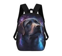 sinyumoney 17inch Children's Backpack 3D Printed Galactic Labrador Portrait -3 Schoolbag Student Daypack Fashion Casual Lightweight School Bags for School College Travel