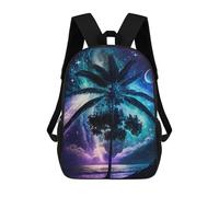 sinyumoney 17inch Children's Backpack 3D Printed Galactic Palm Dreamscape Schoolbag Student Daypack Fashion Casual Lightweight School Bags for School College Travel