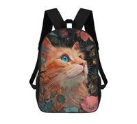 sinyumoney 17inch Children's Backpack 3D Printed Glowing Garden Cat-1 Schoolbag Student Daypack Fashion Casual Lightweight School Bags for School College Travel