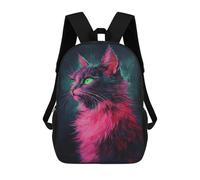 sinyumoney 17inch Children's Backpack 3D Printed Glowing Neon Cat Art Print-6 Schoolbag Student Daypack Fashion Casual Lightweight School Bags for School College Travel