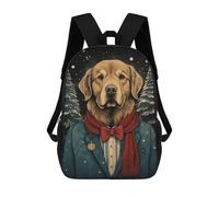 sinyumoney 17inch Children's Backpack 3D Printed Golden Dog Christmas Schoolbag Student Daypack Fashion Casual Lightweight School Bags for School College Travel