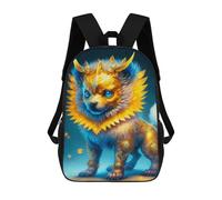 sinyumoney 17inch Children's Backpack 3D Printed Golden Fantasy Beast Statue Schoolbag Student Daypack Fashion Casual Lightweight School Bags for School College Travel
