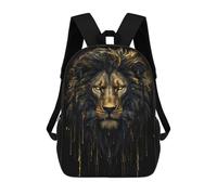 sinyumoney 17inch Children's Backpack 3D Printed Golden Lion Schoolbag Student Daypack Fashion Casual Lightweight School Bags for School College Travel