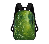 sinyumoney 17inch Children's Backpack 3D Printed Green Forest Meadow Painting Schoolbag Student Daypack Fashion Casual Lightweight School Bags for School College Travel