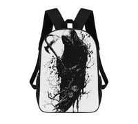 sinyumoney 17inch Children's Backpack 3D Printed Grim Reaper with Axe Black And White Schoolbag Student Daypack Fashion Casual Lightweight School Bags for School College Travel