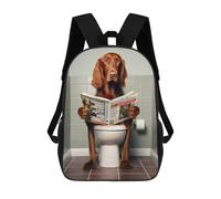 sinyumoney 17inch Children's Backpack 3D Printed Irish Setter on The Toilet Schoolbag Student Daypack Fashion Casual Lightweight School Bags for School College Travel