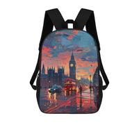 sinyumoney 17inch Children's Backpack 3D Printed London Sunset Reflections Schoolbag Student Daypack Fashion Casual Lightweight School Bags for School College Travel