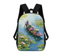 sinyumoney 17inch Children's Backpack 3D Printed Lotus Flower Boat Ride Schoolbag Student Daypack Fashion Casual Lightweight School Bags for School College Travel