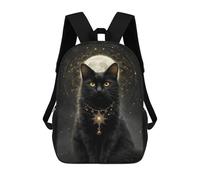 sinyumoney 17inch Children's Backpack 3D Printed Magical Black Cat Necklace Schoolbag Student Daypack Fashion Casual Lightweight School Bags for School College Travel