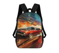 sinyumoney 17inch Children's Backpack 3D Printed Muscle Car Speed Art Schoolbag Student Daypack Fashion Casual Lightweight School Bags for School College Travel