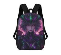 sinyumoney 17inch Children's Backpack 3D Printed Neon Cybergoth Demoness Schoolbag Student Daypack Fashion Casual Lightweight School Bags for School College Travel