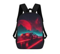 sinyumoney 17inch Children's Backpack 3D Printed Neon Night Drive Fantasy Schoolbag Student Daypack Fashion Casual Lightweight School Bags for School College Travel