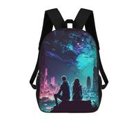 sinyumoney 17inch Children's Backpack 3D Printed Nightfall Nexus City Schoolbag Student Daypack Fashion Casual Lightweight School Bags for School College Travel