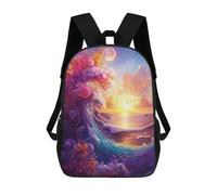 sinyumoney 17inch Children's Backpack 3D Printed Ocean Sunset Wave Art Schoolbag Student Daypack Fashion Casual Lightweight School Bags for School College Travel