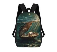 sinyumoney 17inch Children's Backpack 3D Printed Oyster with Pearl Underwater Schoolbag Student Daypack Fashion Casual Lightweight School Bags for School College Travel