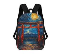 sinyumoney 17inch Children's Backpack 3D Printed Painting Torii Gate Schoolbag Student Daypack Fashion Casual Lightweight School Bags for School College Travel