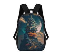 sinyumoney 17inch Children's Backpack 3D Printed Palace On A Cliff Schoolbag Student Daypack Fashion Casual Lightweight School Bags for School College Travel