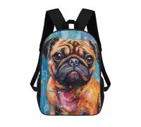 sinyumoney 17inch Children's Backpack 3D Printed Palette Pug Dog Painting Schoolbag Student Daypack Fashion Casual Lightweight School Bags for School College Travel