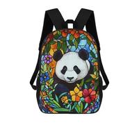 sinyumoney 17inch Children's Backpack 3D Printed Panda Stained Glass Schoolbag Student Daypack Fashion Casual Lightweight School Bags for School College Travel