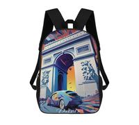 sinyumoney 17inch Children's Backpack 3D Printed Paris Arc De Triomphe 3 Schoolbag Student Daypack Fashion Casual Lightweight School Bags for School College Travel