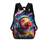 sinyumoney 17inch Children's Backpack 3D Printed Pig Astronaut in Space Schoolbag Student Daypack Fashion Casual Lightweight School Bags for School College Travel